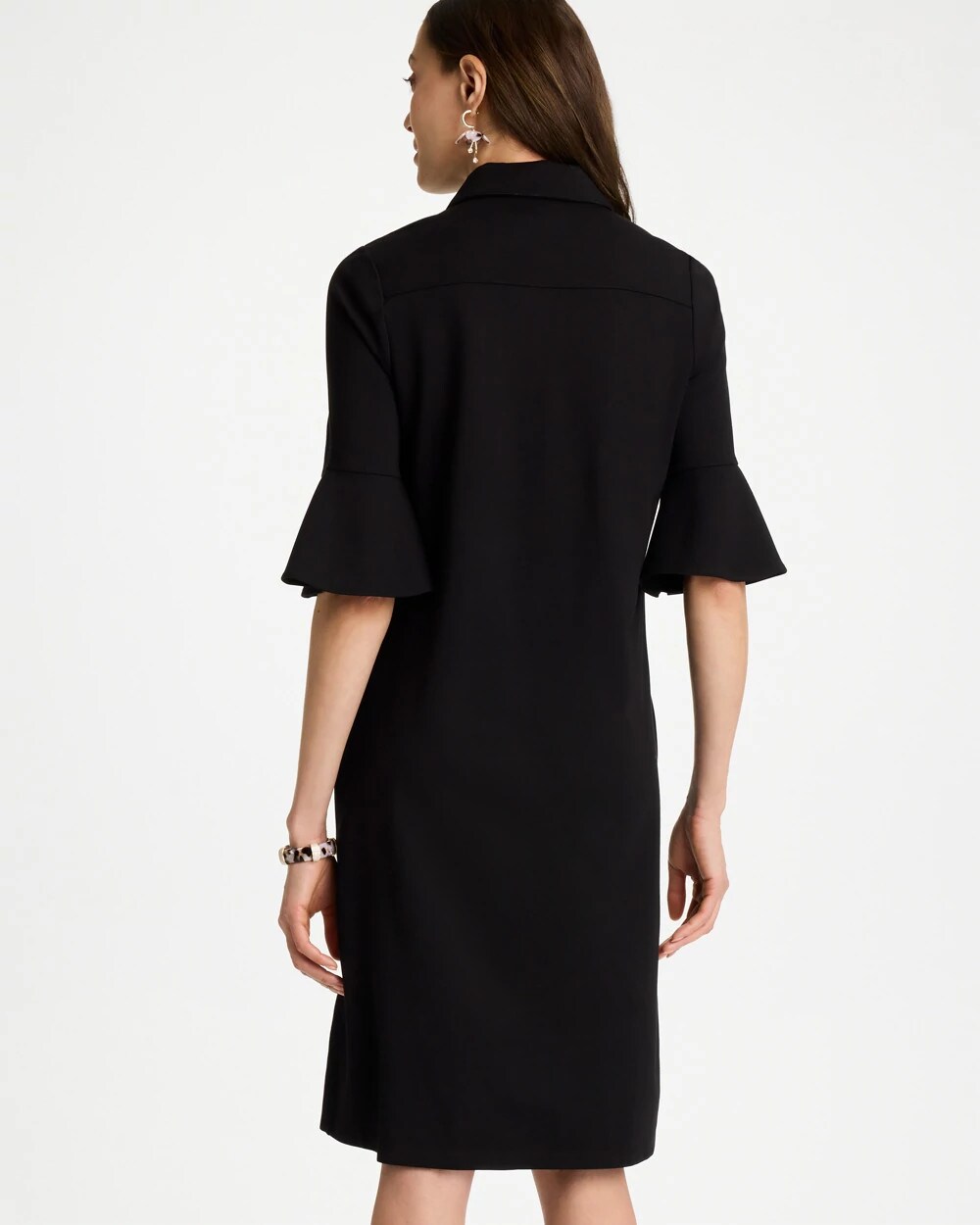 Knit Flounce Sleeve Dress