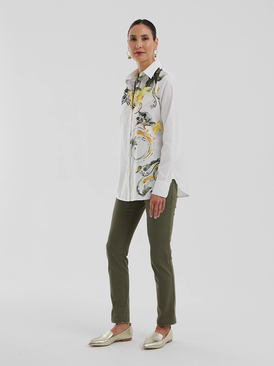 No Iron Placed Floral Shirt