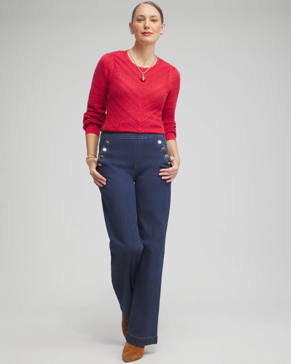 Pointelle Cashmere Blend Pullover