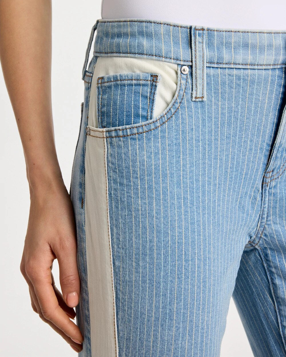Girlfriend Ticking Stripe Crop Jeans