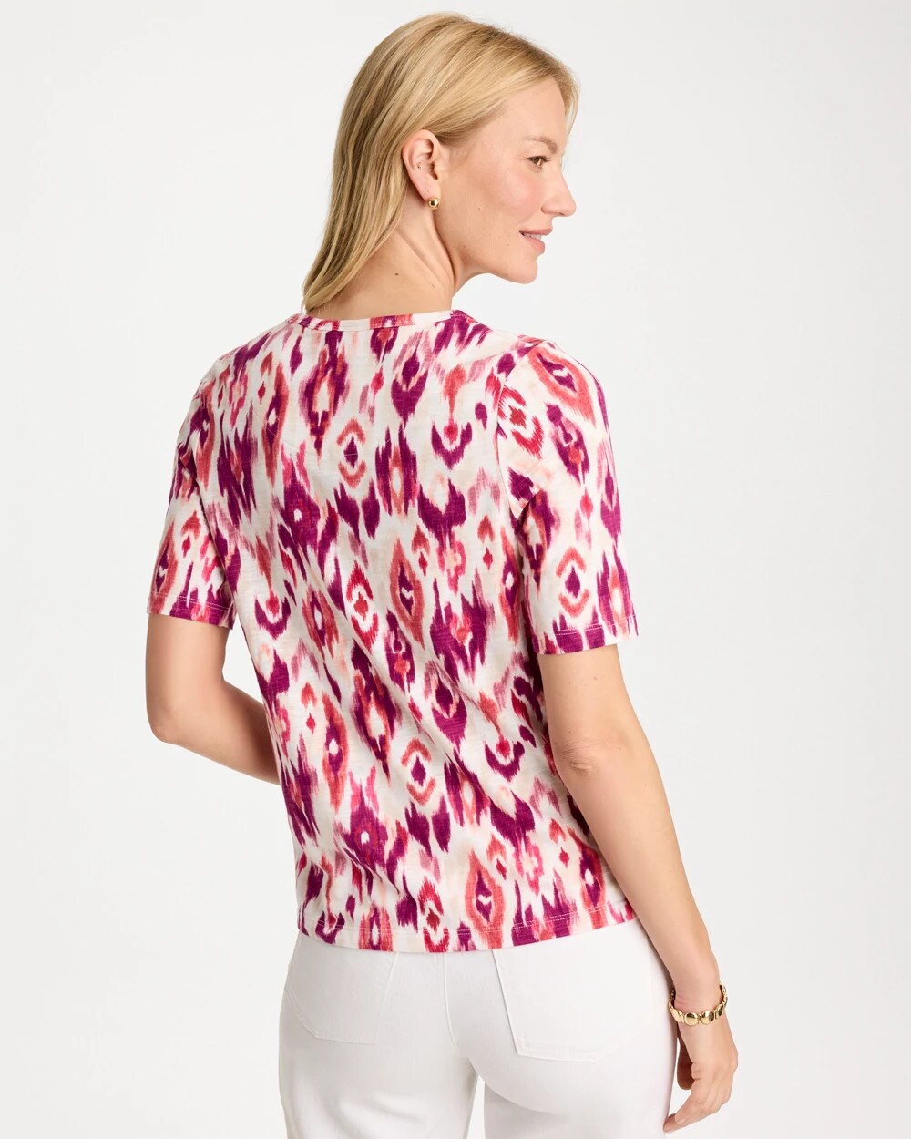 Printed Cotton Slub Scoop Neck Tee