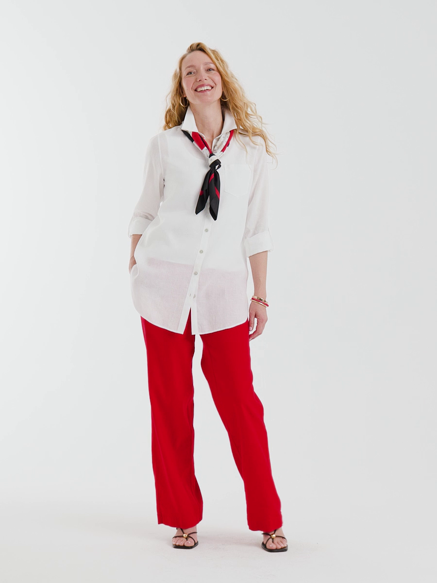 Pull-On Wide-Leg Linen Pants