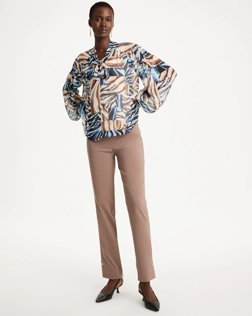 Brigitte Slim Button Hem Pants