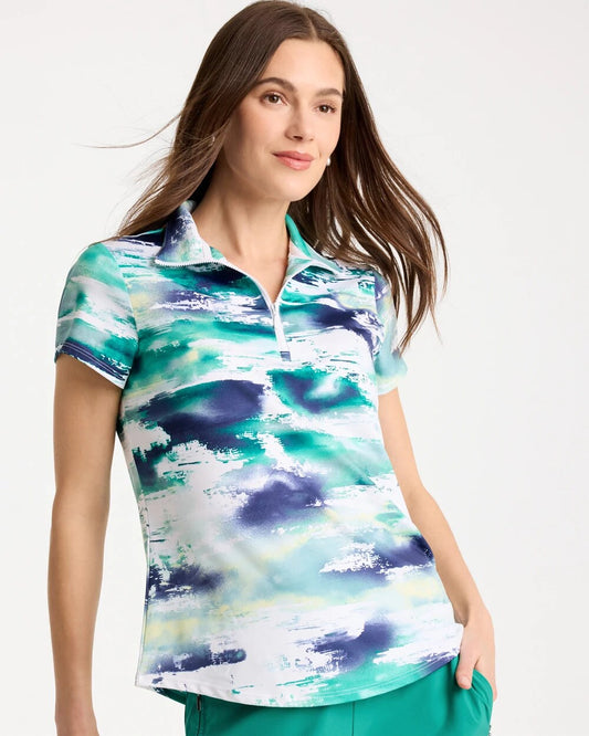 Zenergy UPF Watercolor Half Zip Polo