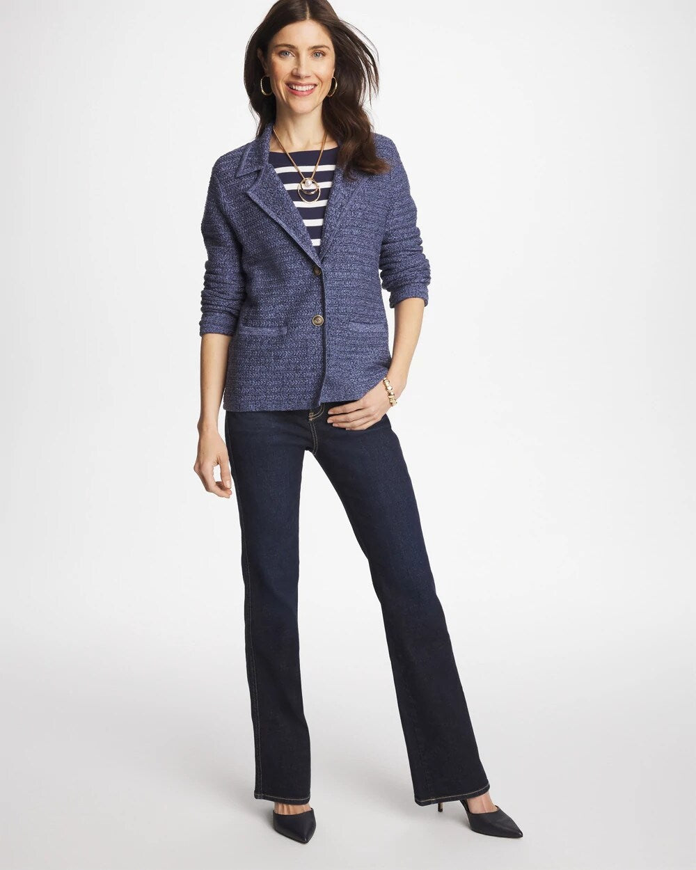 Denim Inspired Textured Cardigan
