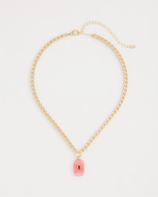 Coral Agate Short Pendant Necklace