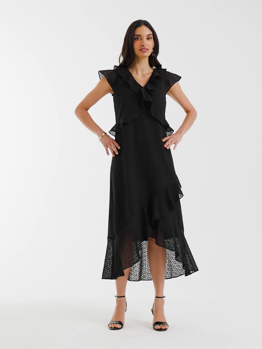 Floral Surplice Ruffled Dress