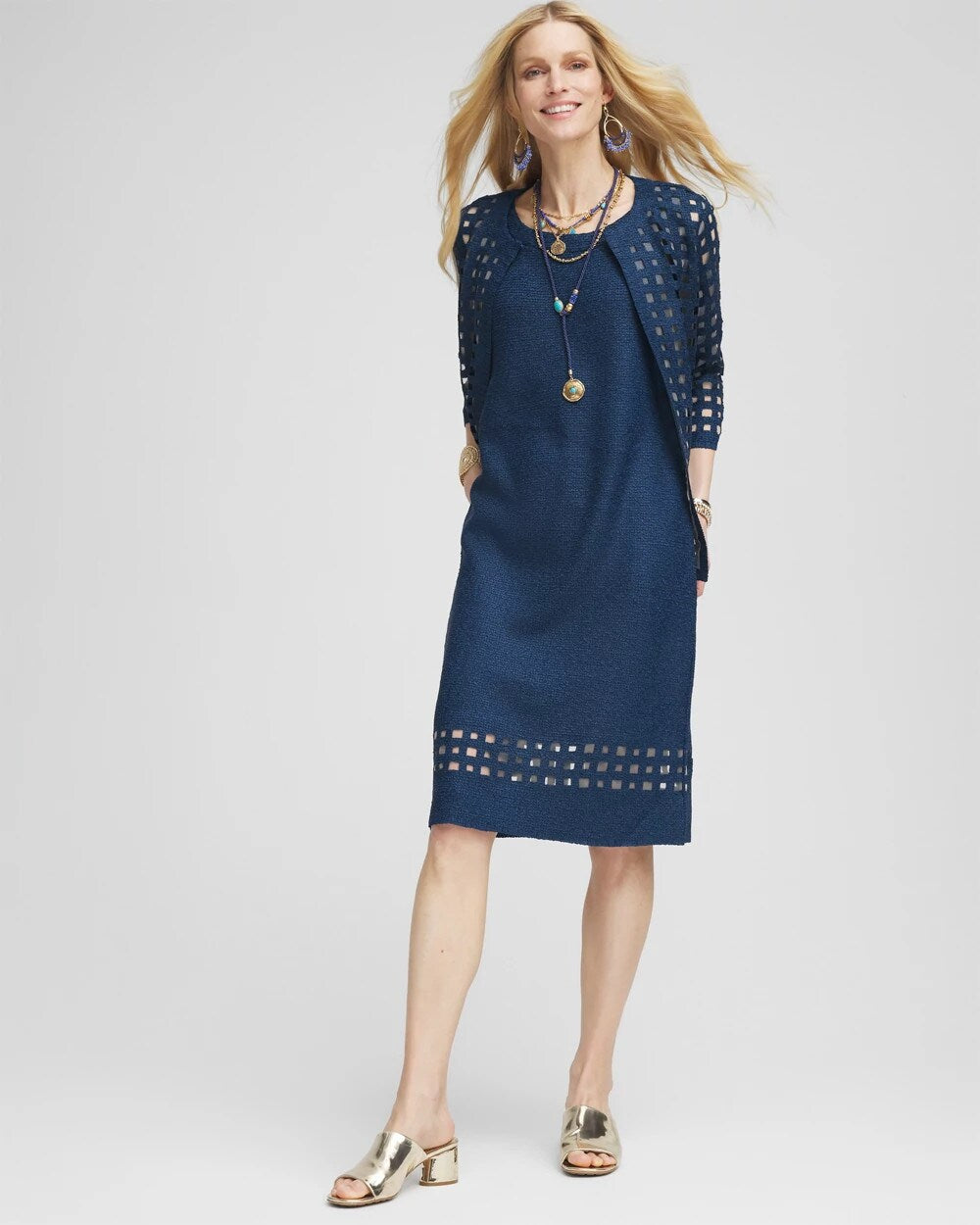 Travelers Sleeveless Crushed Cutout-Hem Dress