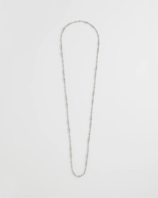 Silvertone Long Beaded Necklace
