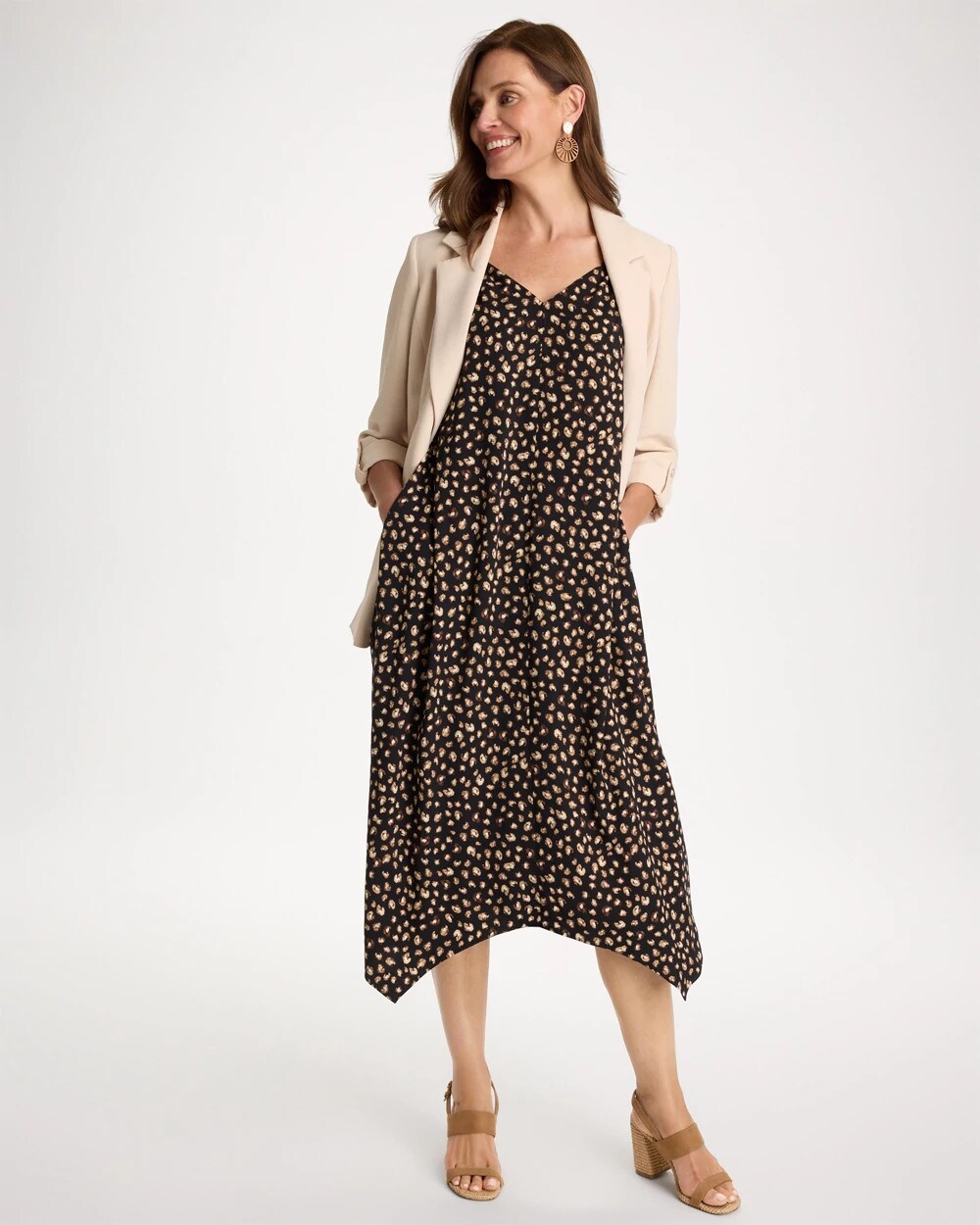 Rayon-Silk Asymmetrical Hem Dress