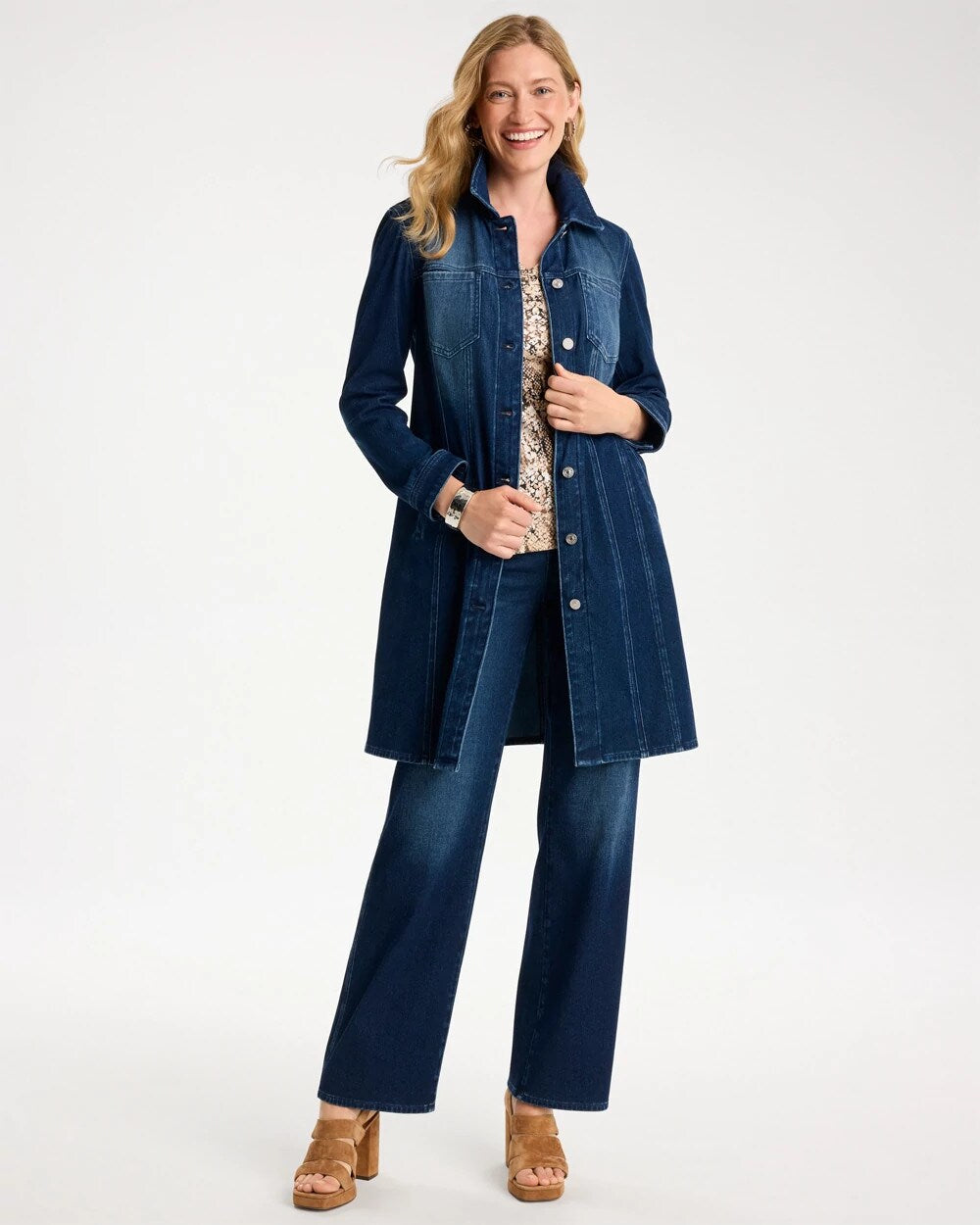 Knit Denim Elongated Topper
