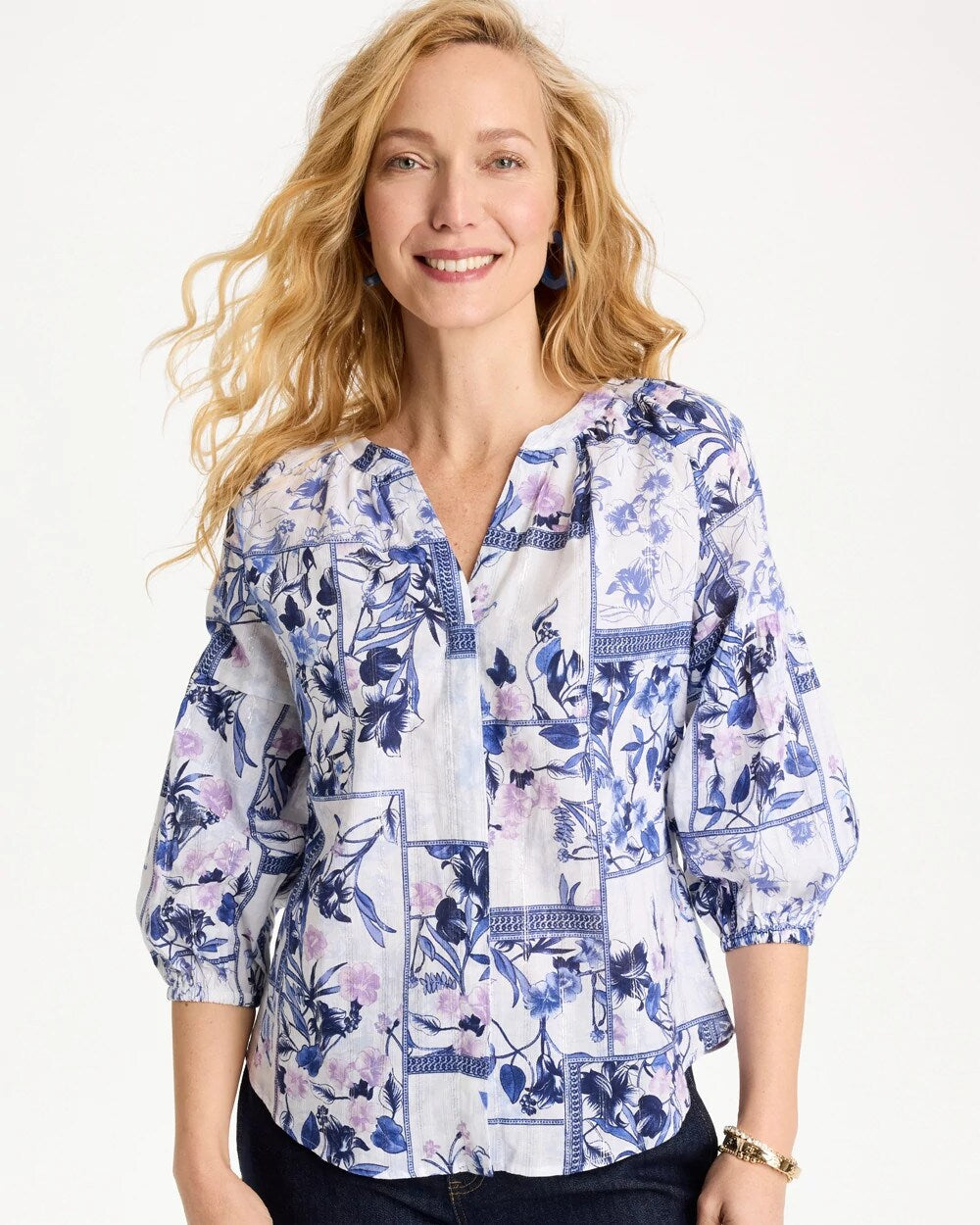Cotton Printed Billow Sleeve Blouse