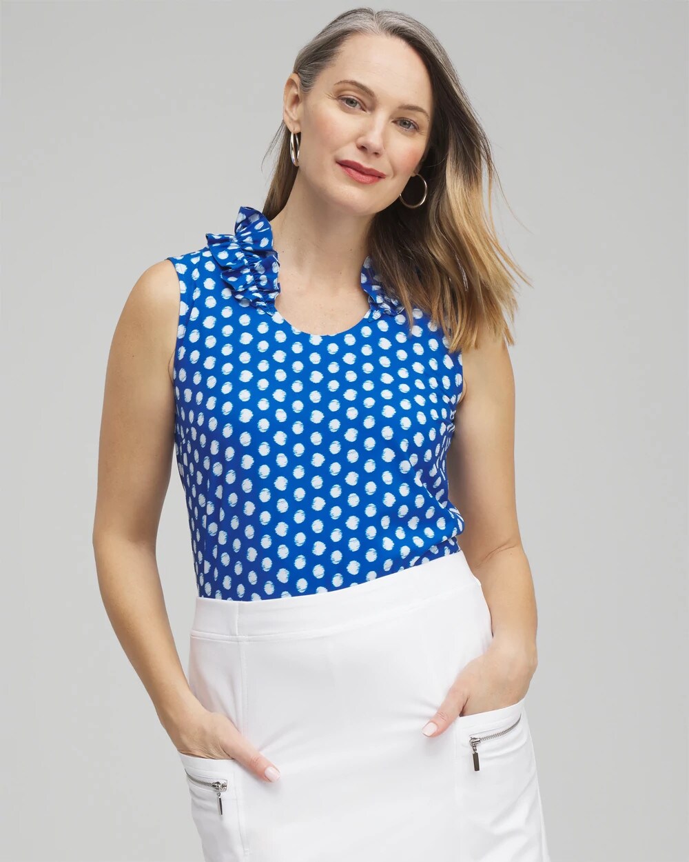 UPF Neema Dot Ruffle Tank