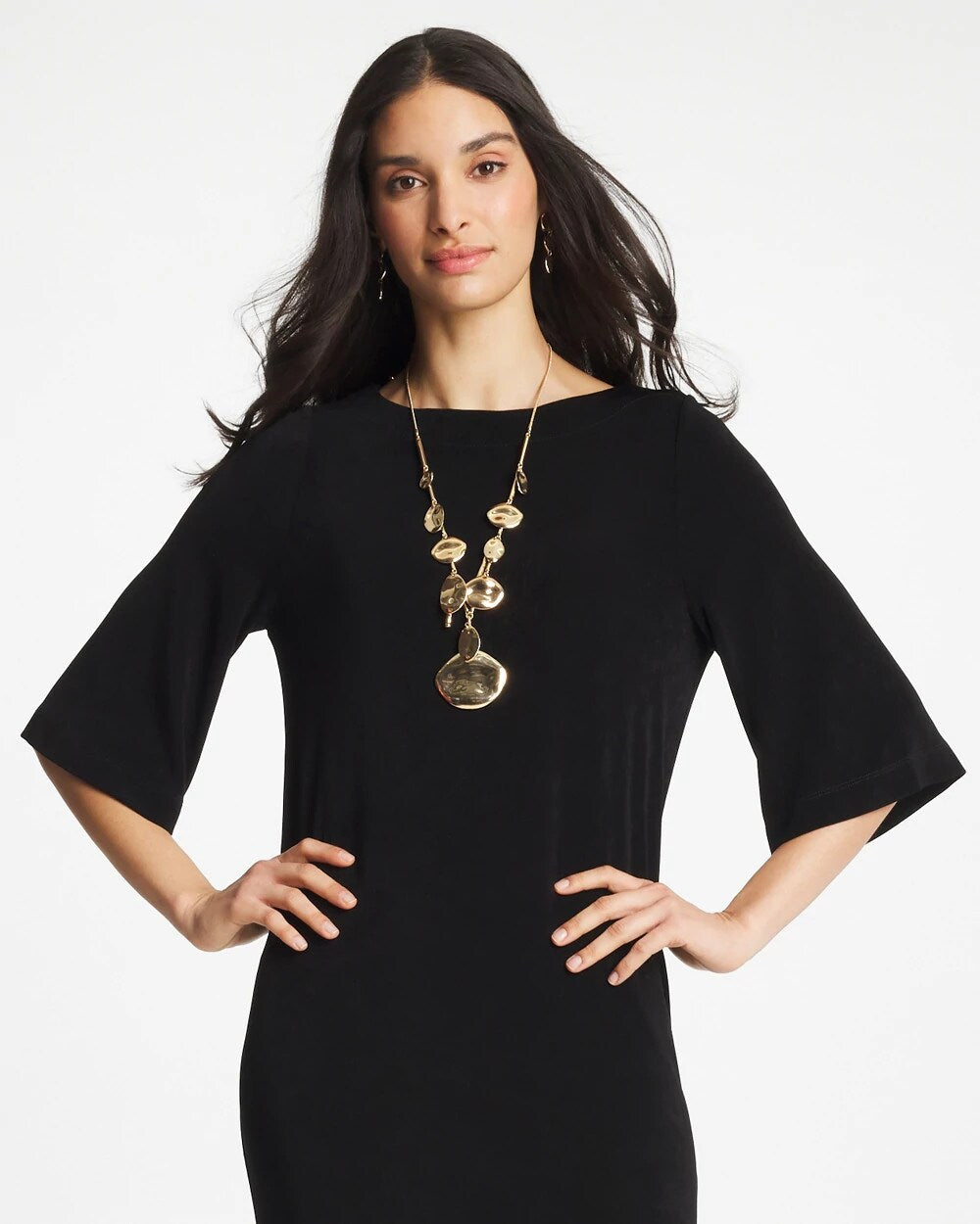 Gold Long Single Strand Necklace