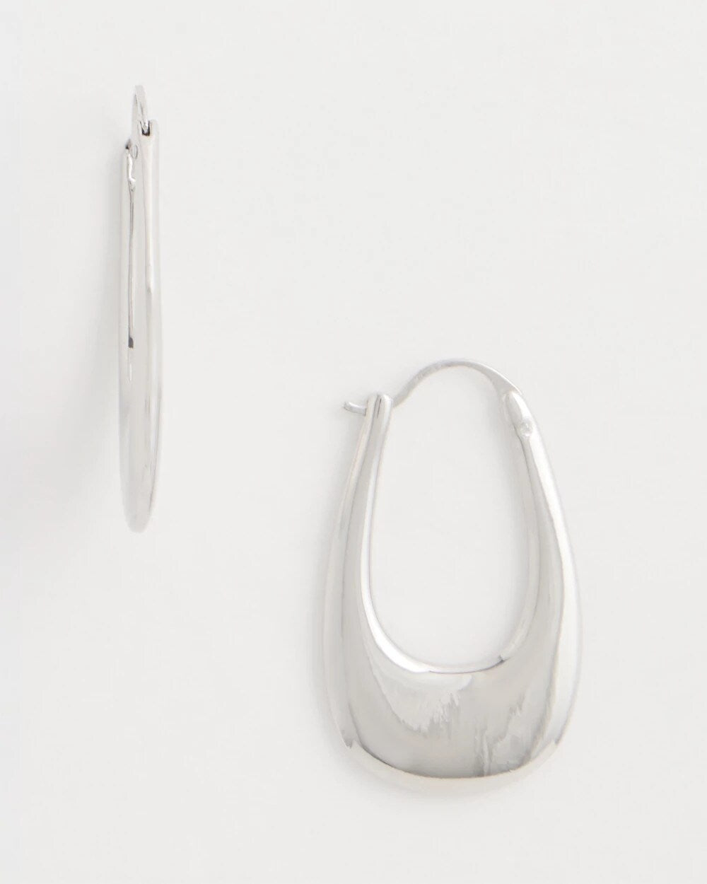 Silvertone Front To Back Hoop Earrings