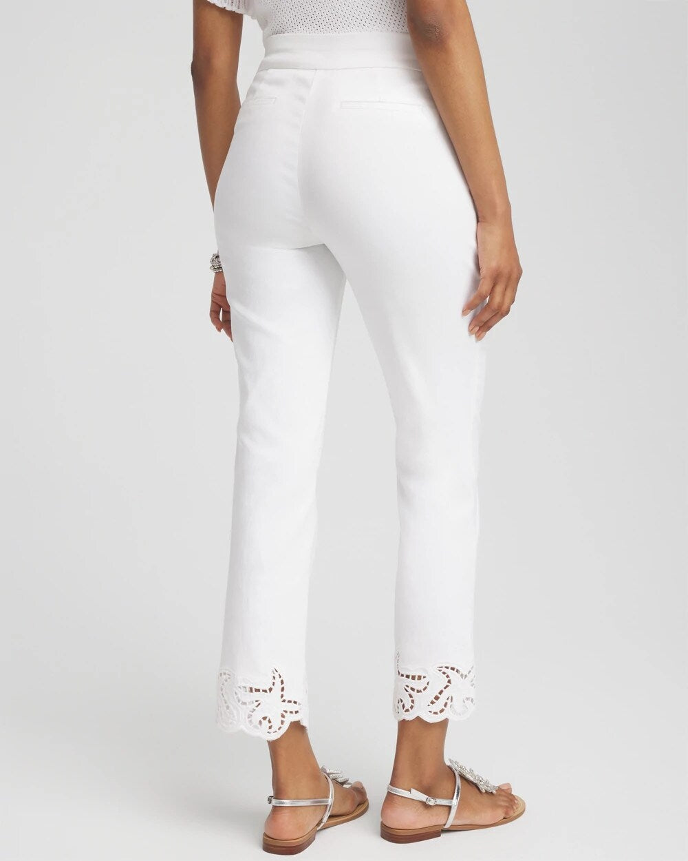 Brigitte Pull-On Cutwork Cropped Pants