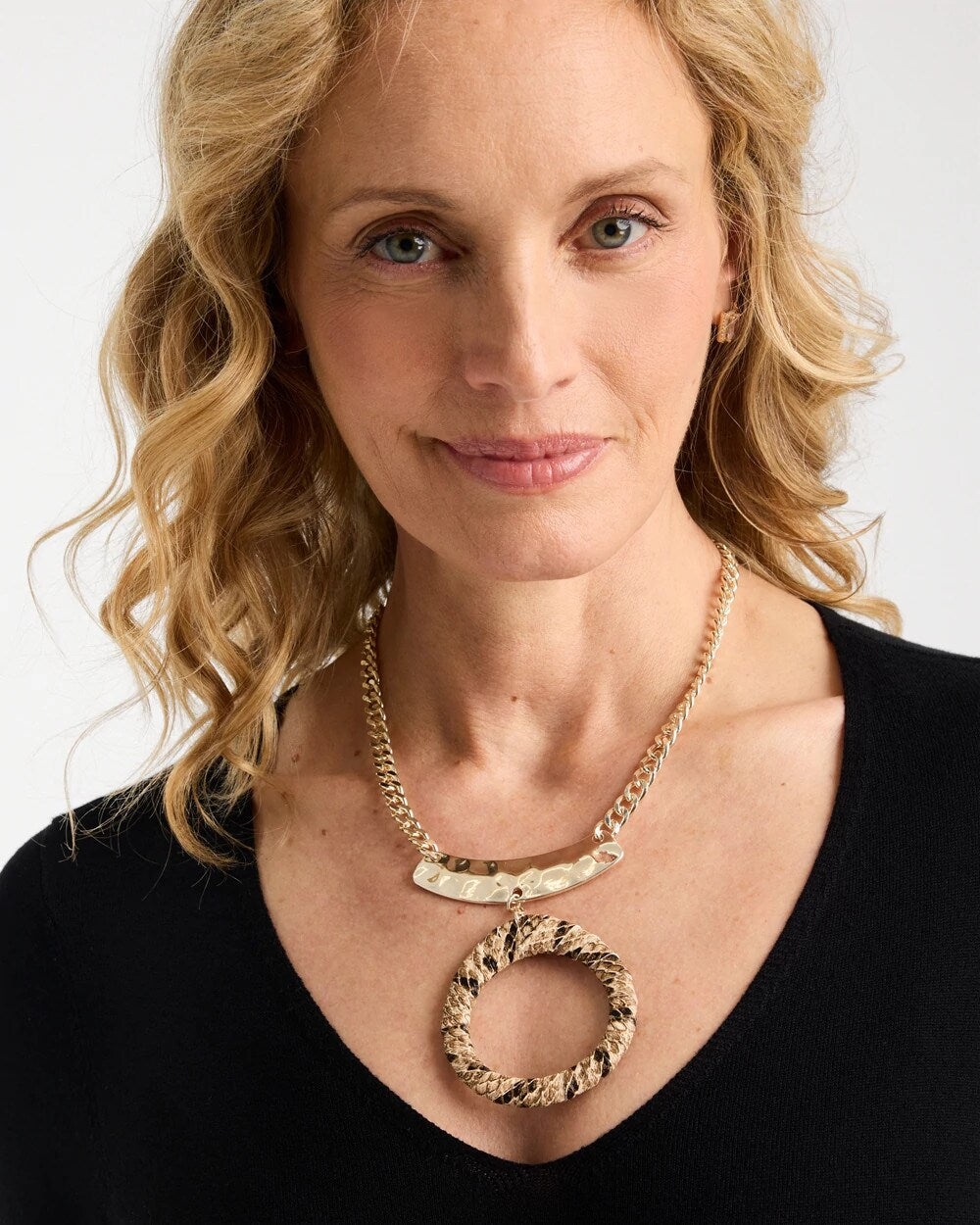 Short Open Snake Pendant Necklace