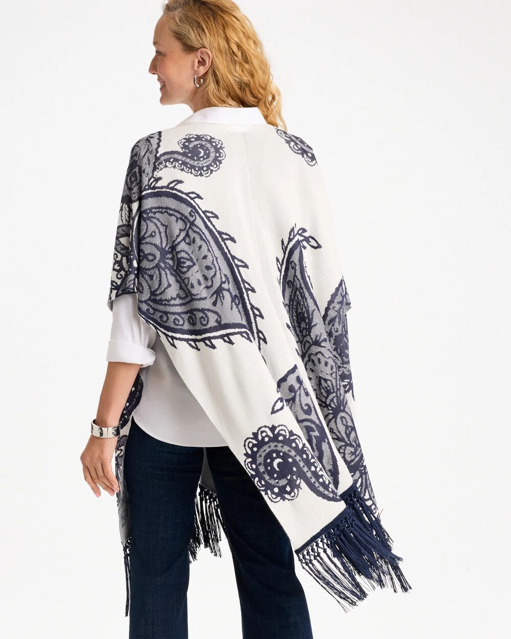 Long Knit Fringed Ruana