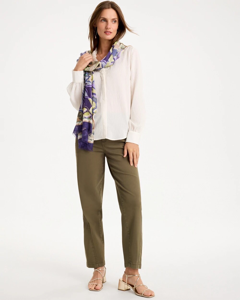 Textured Pleat Neck Blouse