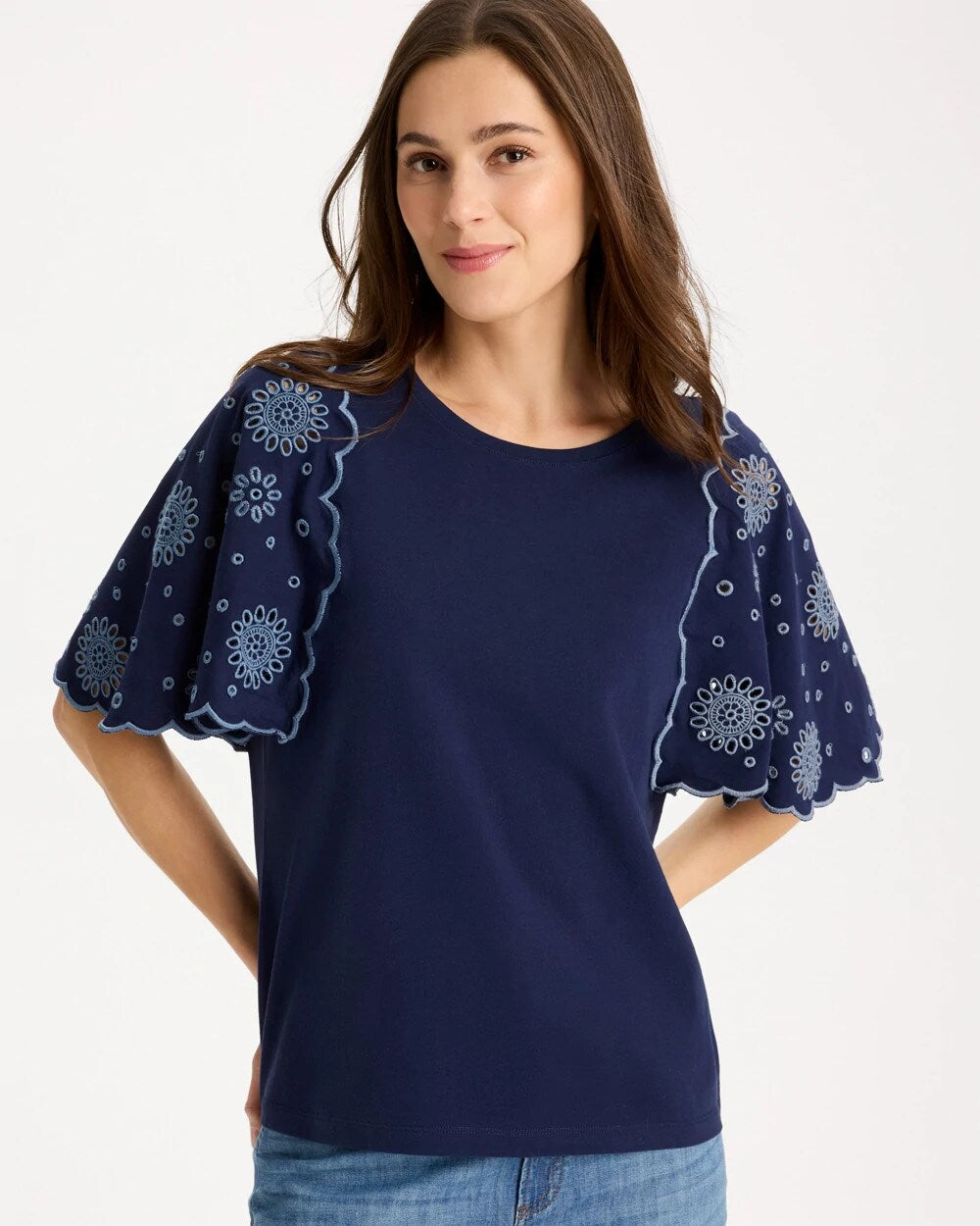 Embroidered Scallop Tee