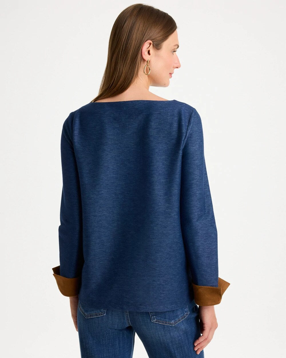 Faux Suede-Denim Top