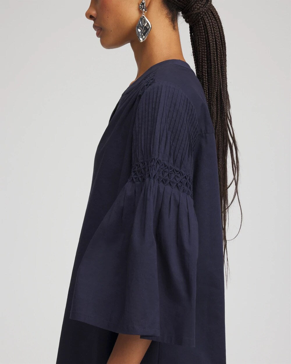 Cotton Voile Bell Sleeved Dress