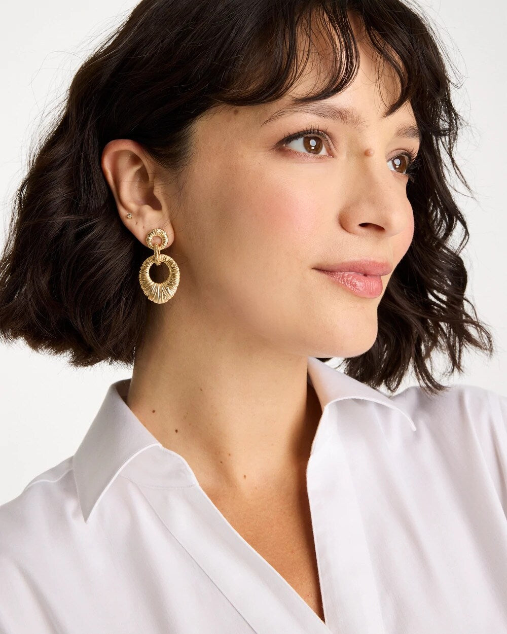Crinkle Goldtone Doorknocker Earrings