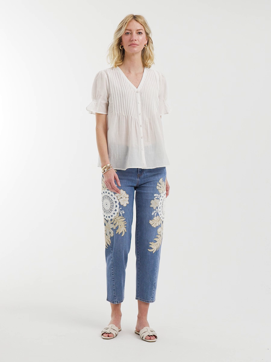 Embellished Tapered Cropped Jean