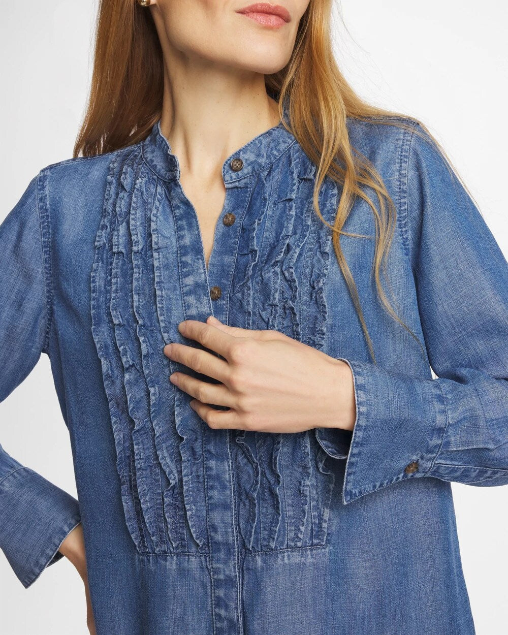 Tencel Ruffle Front Shirt