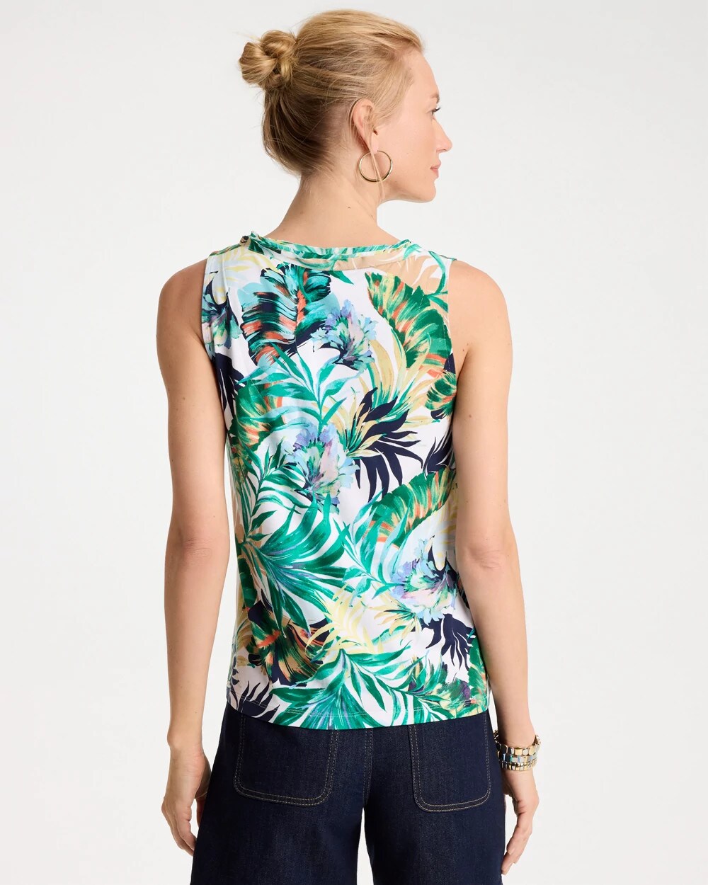 Tropical Jersey Satin Tank Top