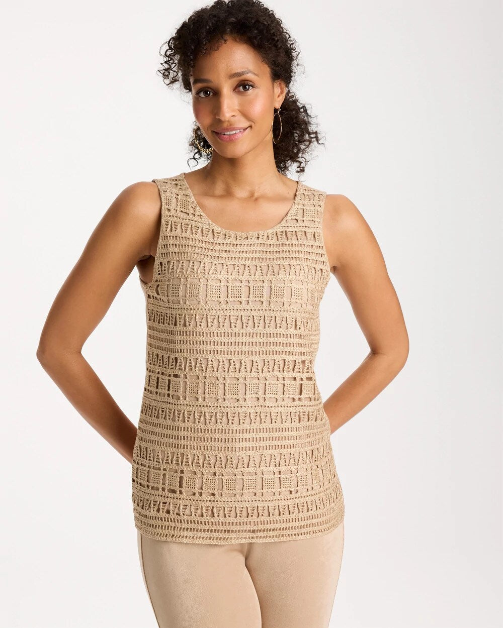 Travelers Metallic Crochet Sweater Tank