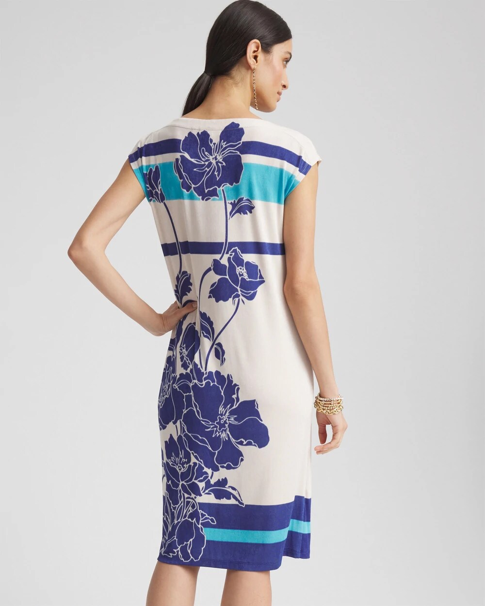 Travelers Wildflower Cap-Sleeved Column Dress