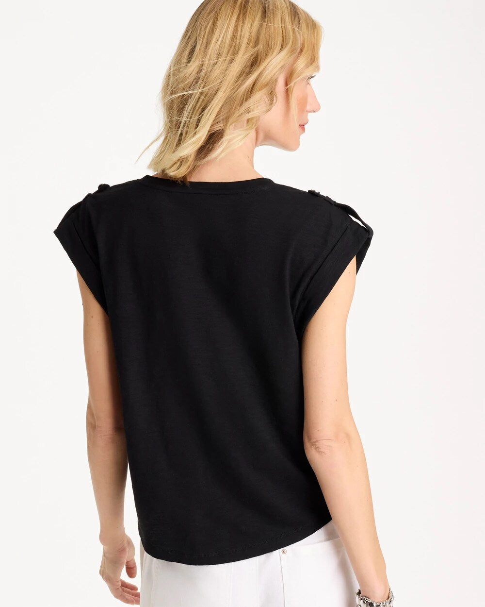 Cotton Slub Epaulette Tee