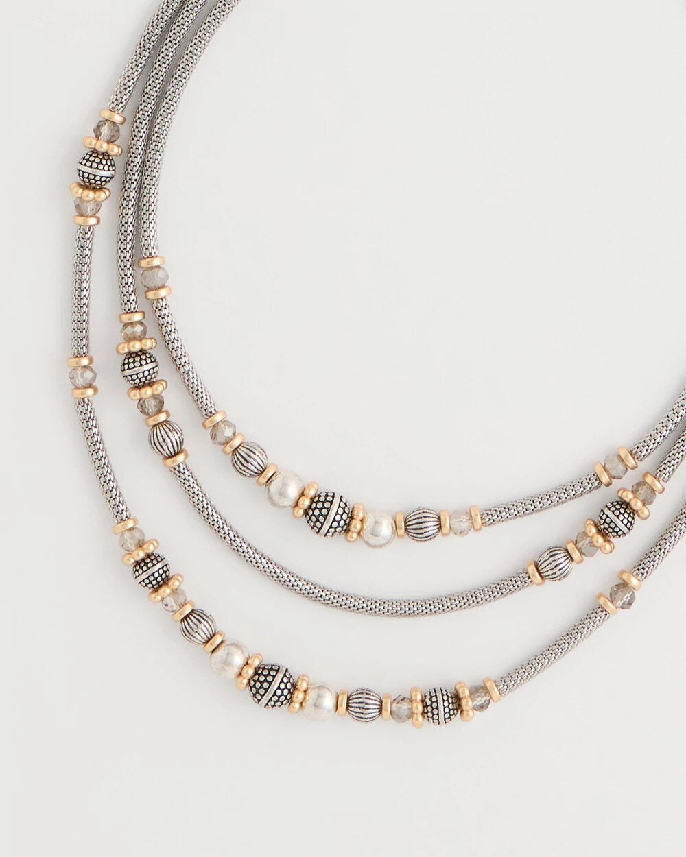 Mixed-Metal Short Triple-Strand Necklace