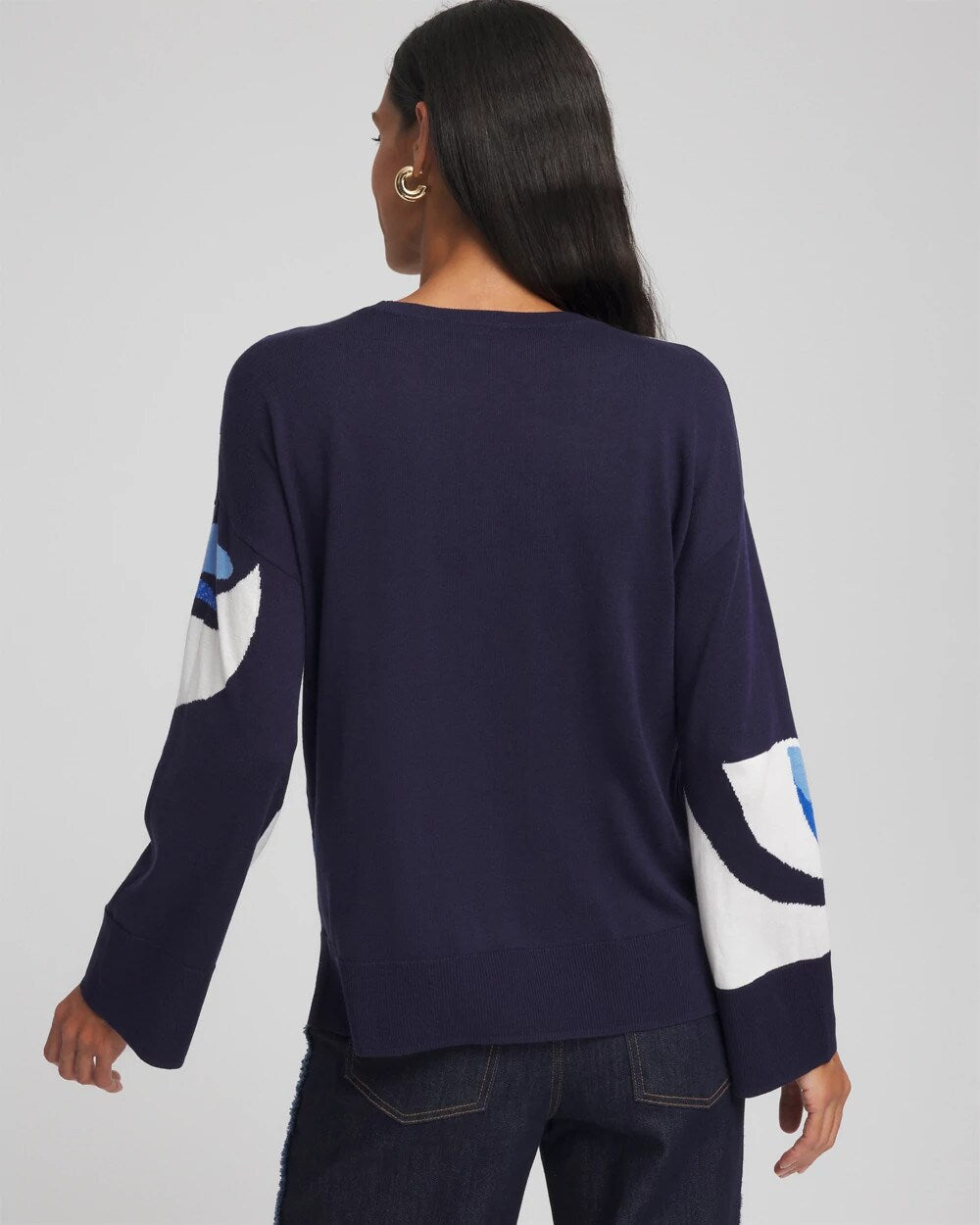 Floral Intarsia Crewneck Pullover