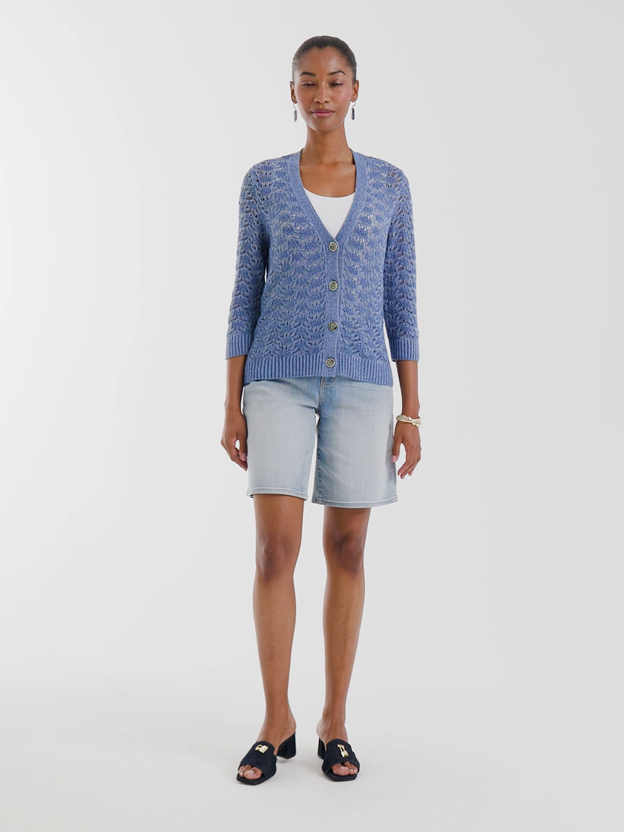 Crochet Knit Pointelle Cardigan