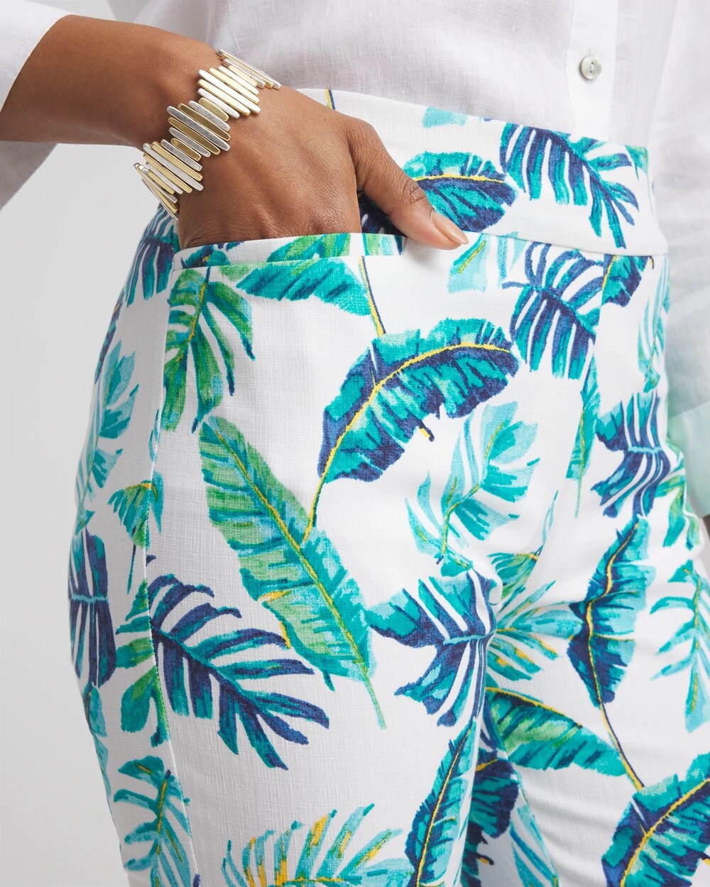 Brigitte Tropical Pull-On Cropped Pants