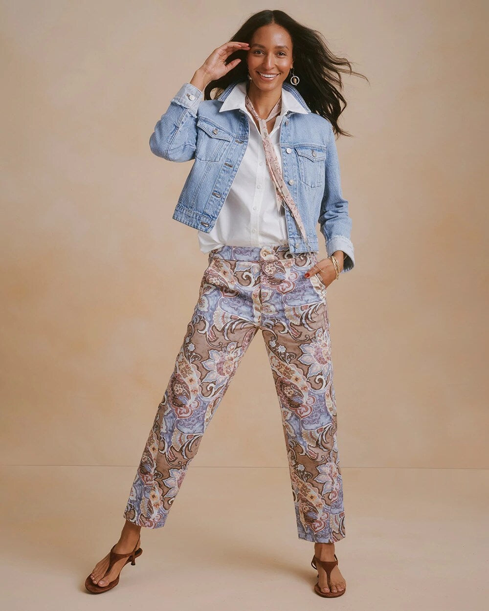 Printed Boyfriend Chino Pants