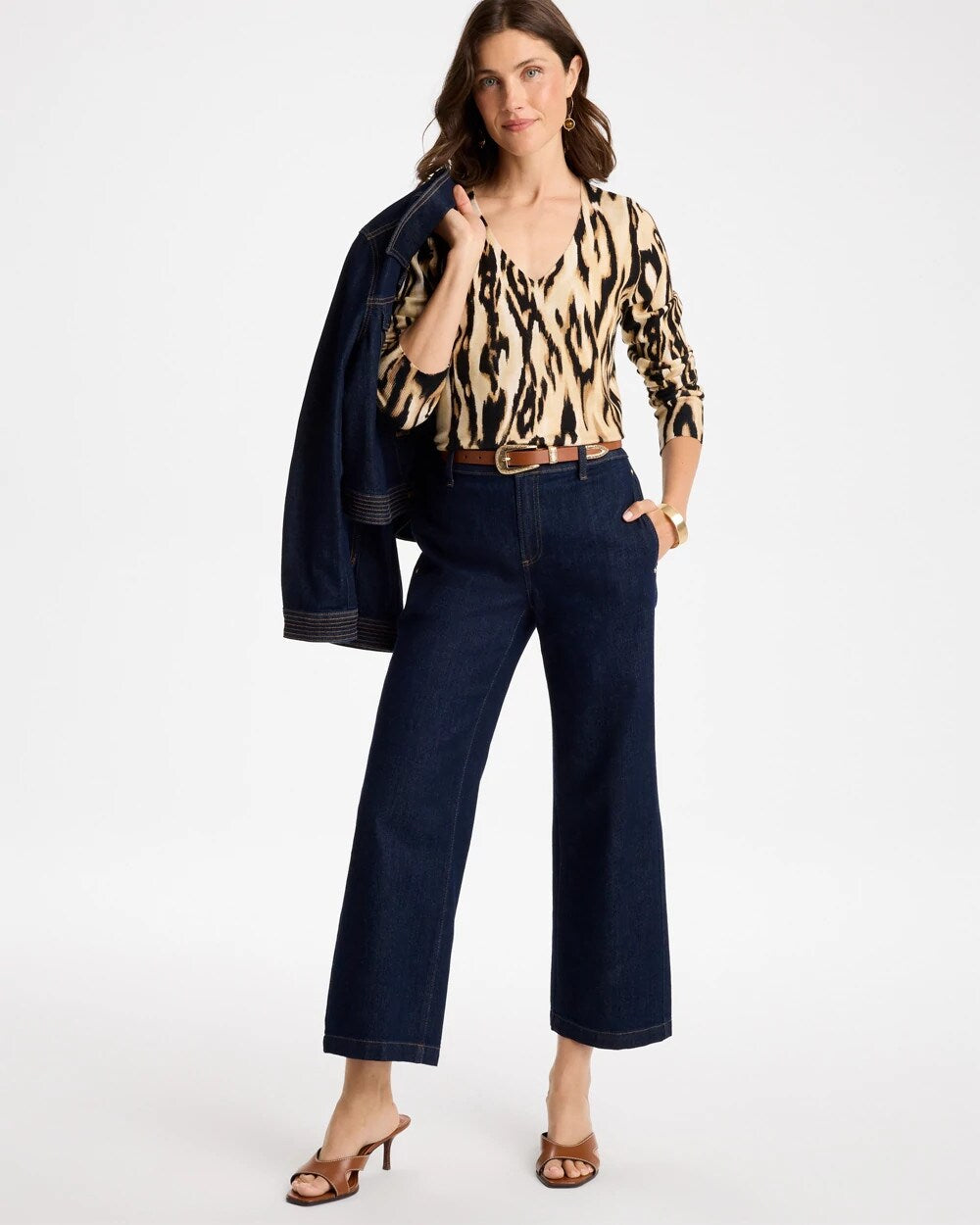 Ella Ikat Print V-Neck Pullover Sweater