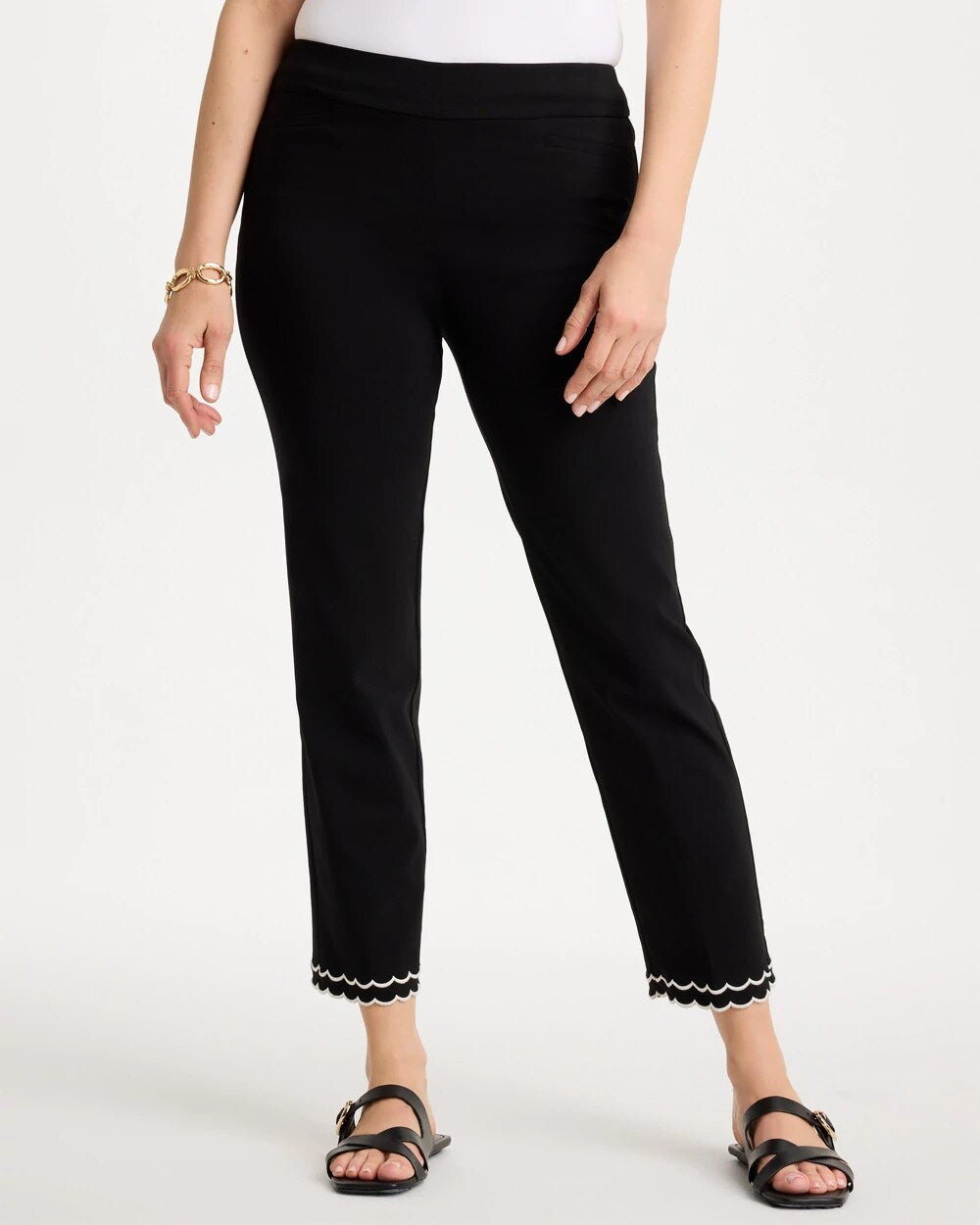 Contrast Scallop Brigitte Slim Crop Pant