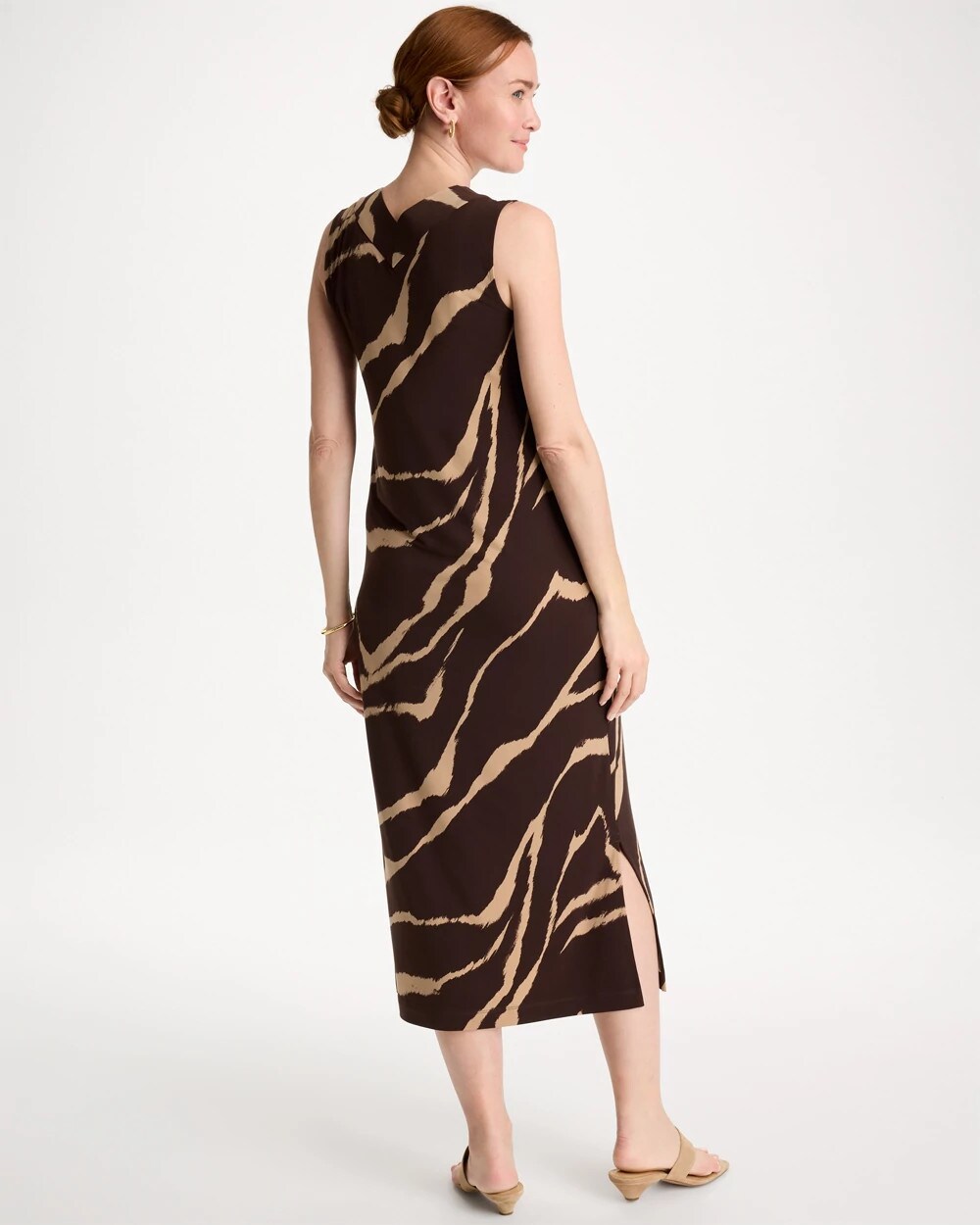 Travelers Zebra Double V-Neck Maxi Dress