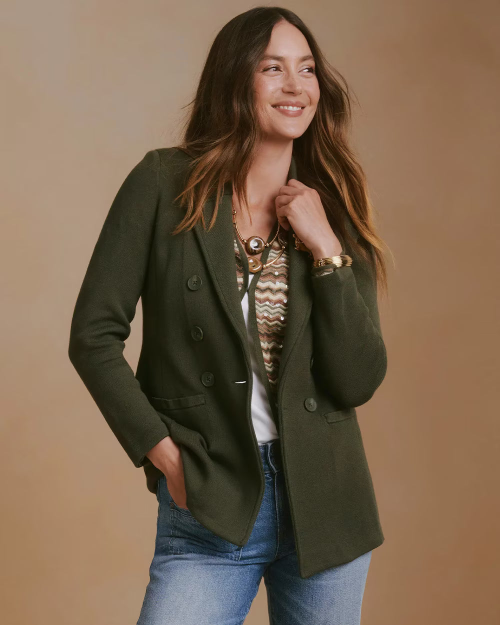 Double-Breasted Sweater Blazer