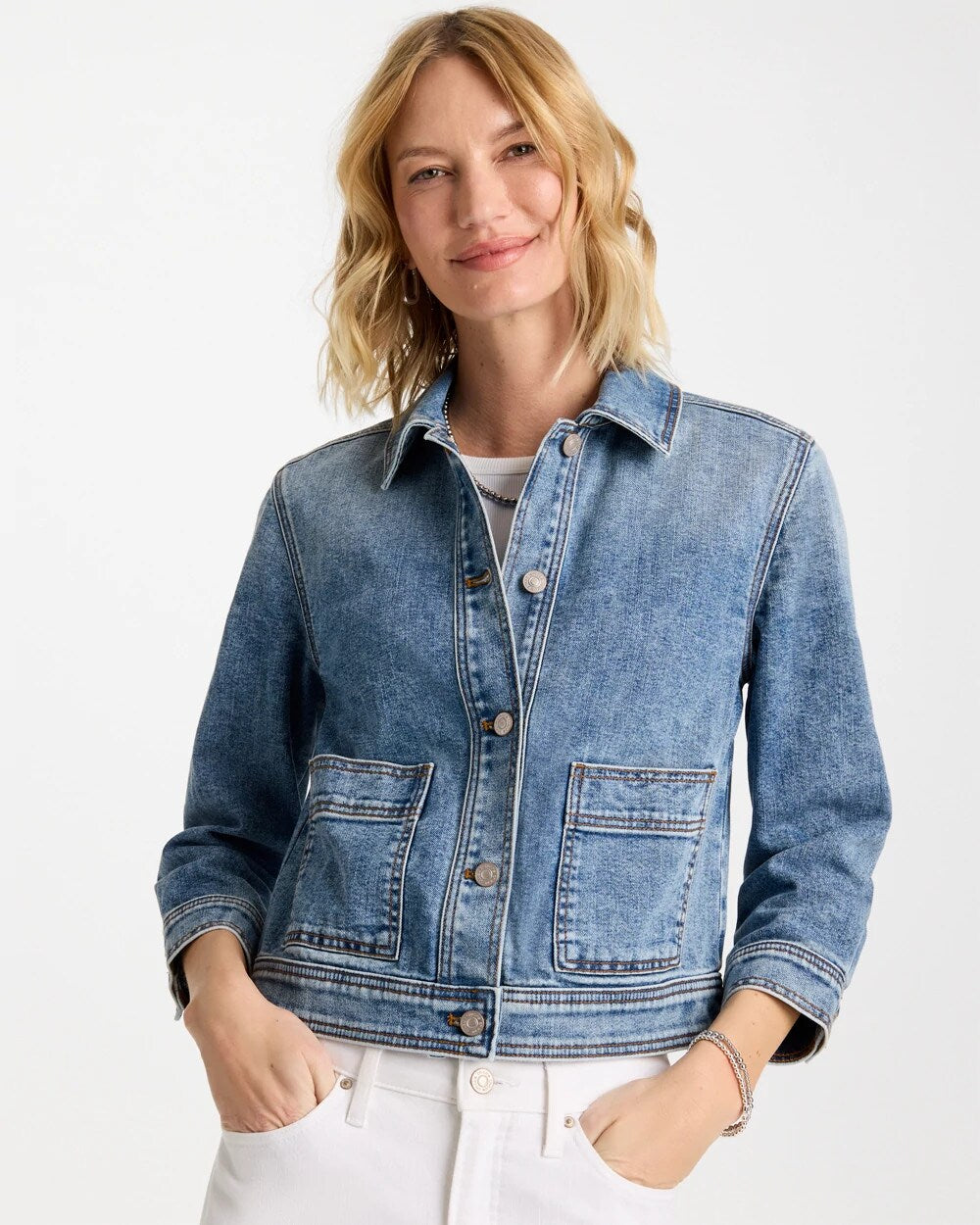 Denim Cropped Trucker Jacket