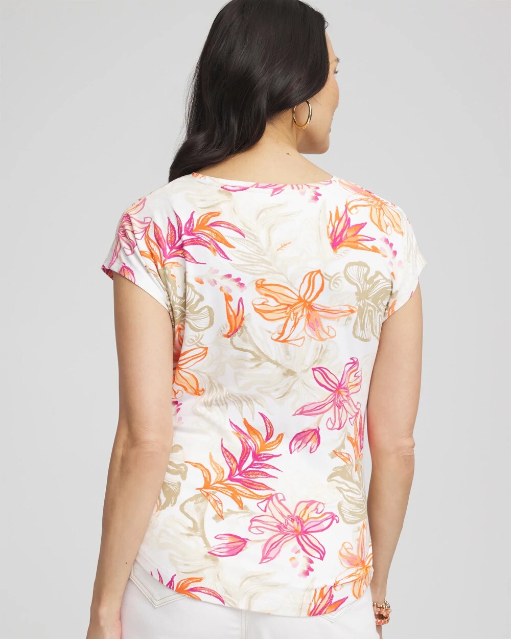 Touch of Cool Tropical Floral Dolman Tee