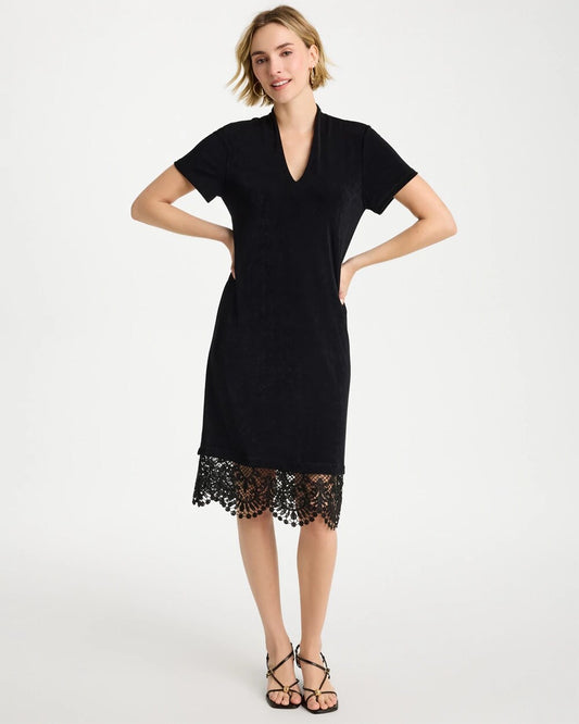 Travelers Lace Hem V-Neck Dress