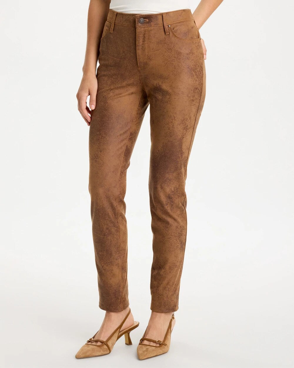 Soft Suede Knit Five-Pocket Skinny Pants
