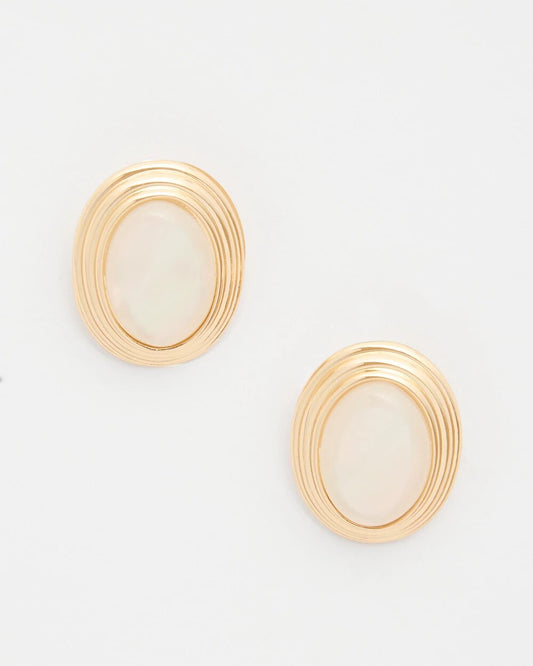 Neutral Cab Clip-On Earrings