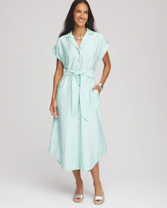 Hammered Rayon Midi Shirtdress