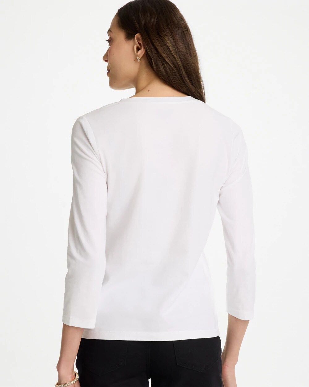 Printed Cotton Stretch 3/4 Sleeve Tee