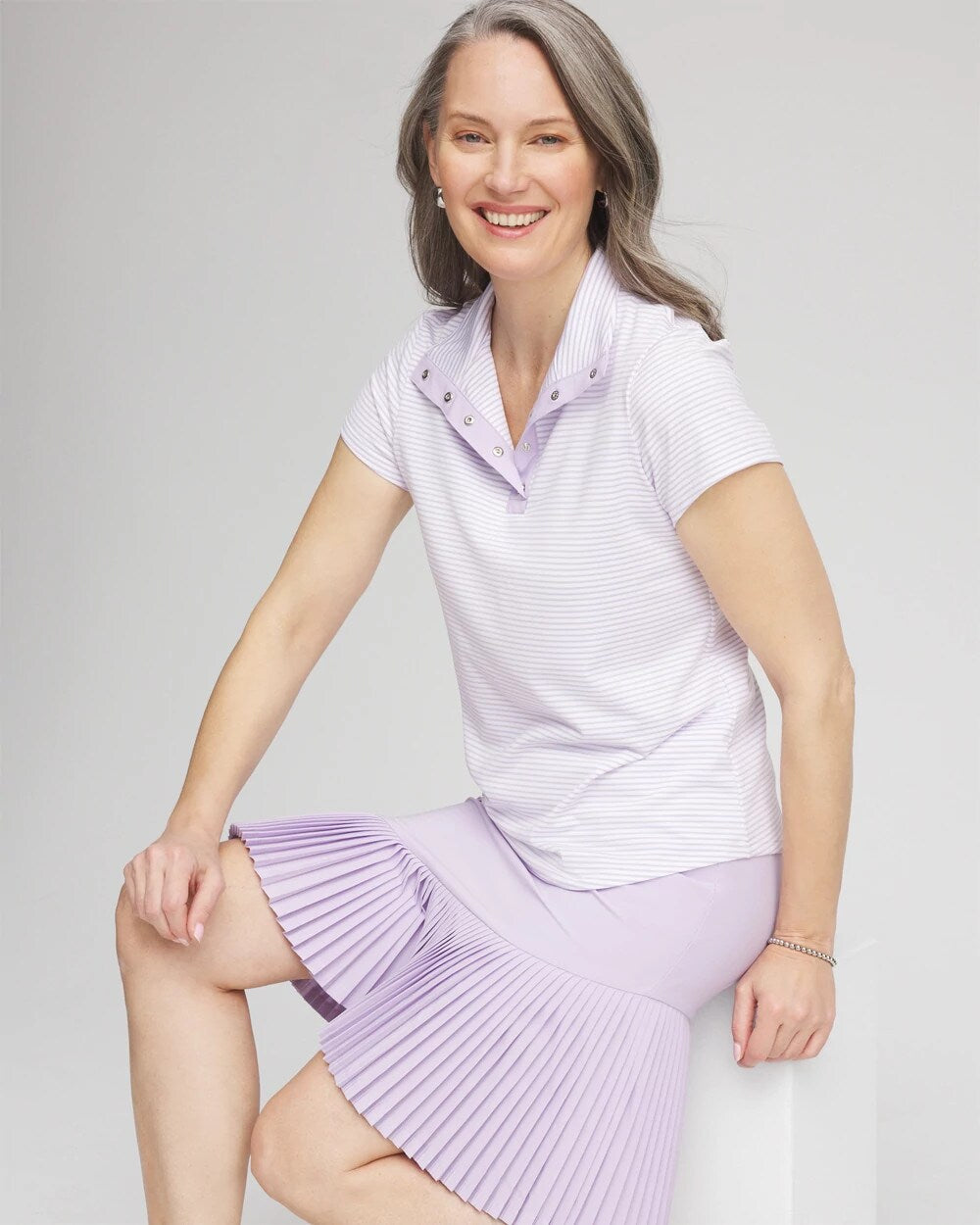 Zenergy Striped UPF Short-Sleeve Top